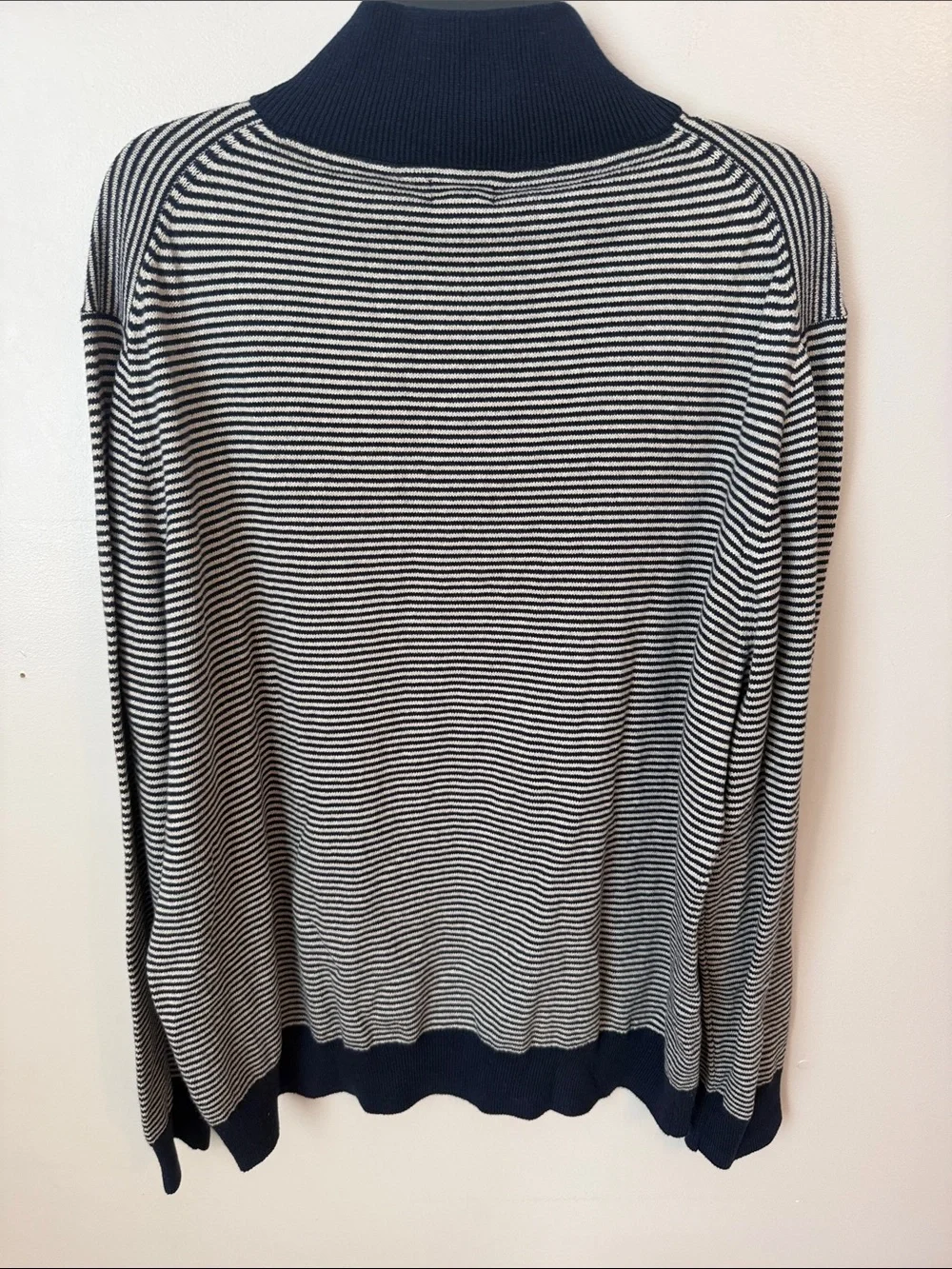 NWT J.Crew Men’s Cotton striped half-zip sweater XXL Heather Stone Navy